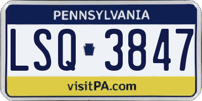 PA license plate LSQ3847