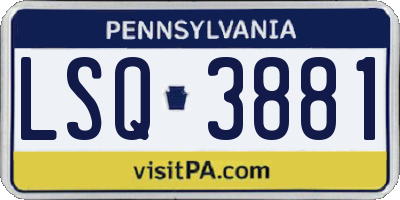 PA license plate LSQ3881