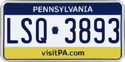 PA license plate LSQ3893