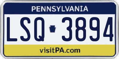 PA license plate LSQ3894
