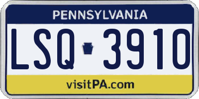 PA license plate LSQ3910