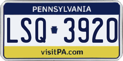 PA license plate LSQ3920