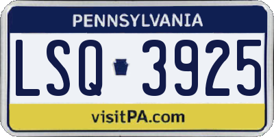 PA license plate LSQ3925