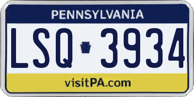 PA license plate LSQ3934