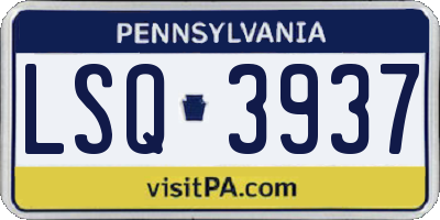 PA license plate LSQ3937