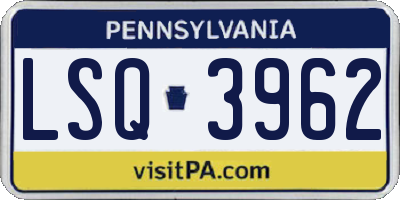 PA license plate LSQ3962