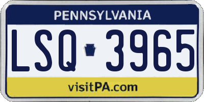 PA license plate LSQ3965