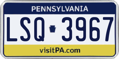 PA license plate LSQ3967