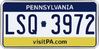 PA license plate LSQ3972