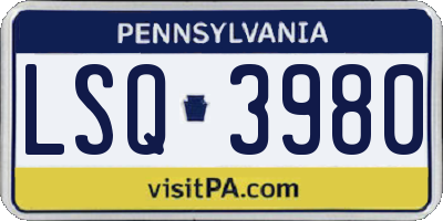 PA license plate LSQ3980
