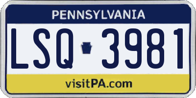 PA license plate LSQ3981