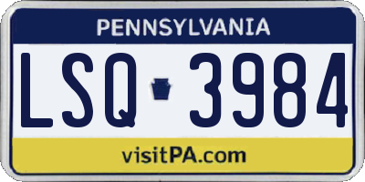 PA license plate LSQ3984