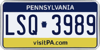 PA license plate LSQ3989