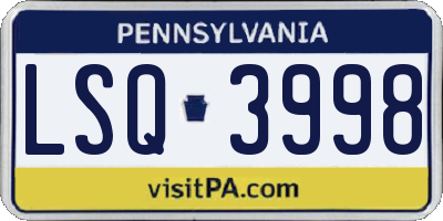 PA license plate LSQ3998
