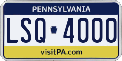 PA license plate LSQ4000
