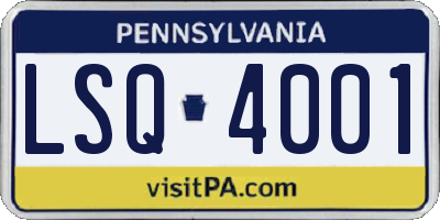 PA license plate LSQ4001
