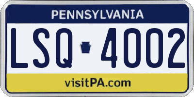 PA license plate LSQ4002