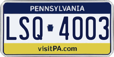PA license plate LSQ4003