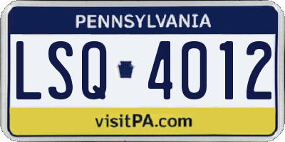 PA license plate LSQ4012
