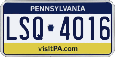PA license plate LSQ4016