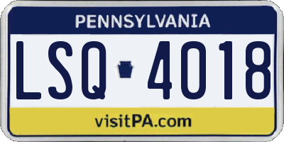 PA license plate LSQ4018