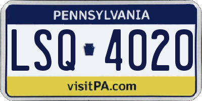 PA license plate LSQ4020