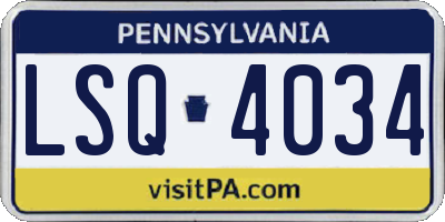 PA license plate LSQ4034