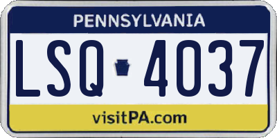 PA license plate LSQ4037