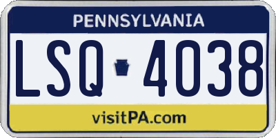 PA license plate LSQ4038