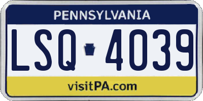 PA license plate LSQ4039