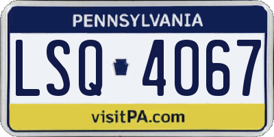 PA license plate LSQ4067