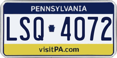 PA license plate LSQ4072