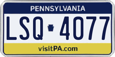 PA license plate LSQ4077