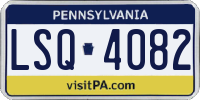 PA license plate LSQ4082