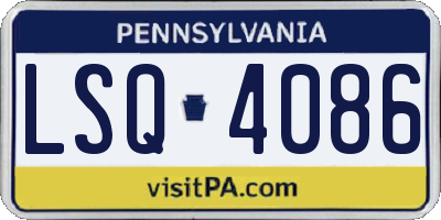 PA license plate LSQ4086