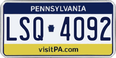 PA license plate LSQ4092