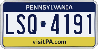 PA license plate LSQ4191