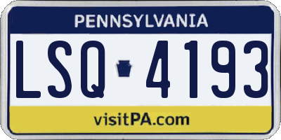 PA license plate LSQ4193