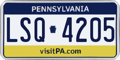 PA license plate LSQ4205