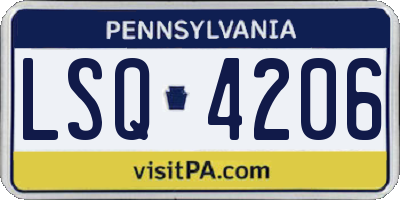 PA license plate LSQ4206