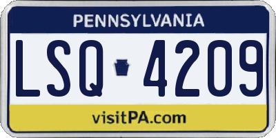 PA license plate LSQ4209