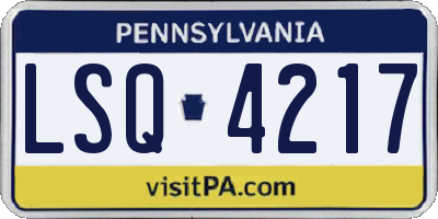 PA license plate LSQ4217