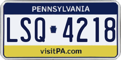 PA license plate LSQ4218