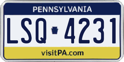 PA license plate LSQ4231