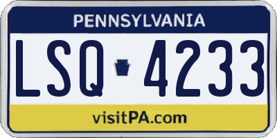 PA license plate LSQ4233