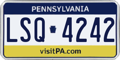 PA license plate LSQ4242