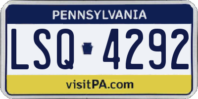 PA license plate LSQ4292
