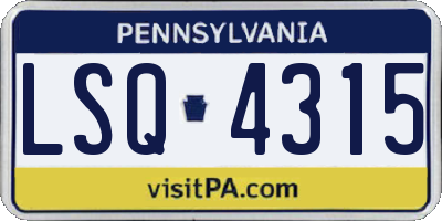 PA license plate LSQ4315