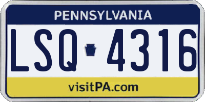 PA license plate LSQ4316
