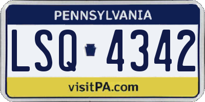 PA license plate LSQ4342